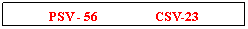 Text Box: PSV - 56&nbsp;&nbsp;&nbsp;&nbsp;&nbsp;&nbsp;&nbsp;&nbsp;&nbsp;&nbsp;&nbsp;&nbsp;&nbsp;&nbsp;&nbsp;&nbsp;&nbsp;&nbsp; CSV-23
