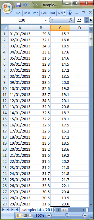 sample csv formatted file